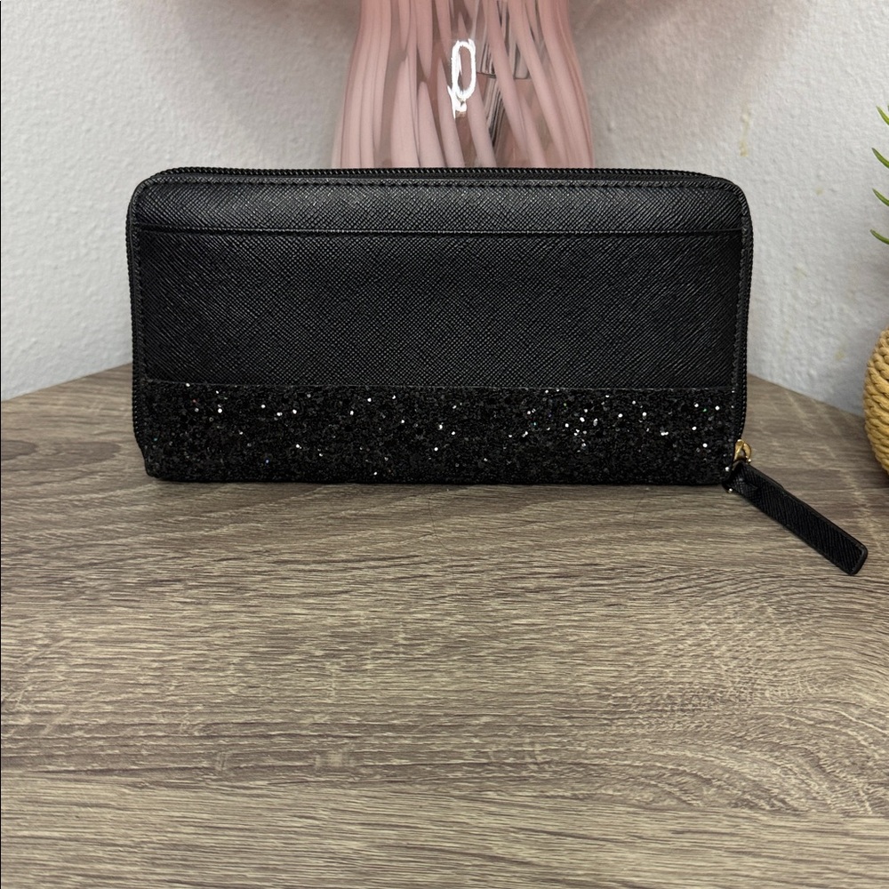 Kate Spade Black Glitter Zip Wallet - Picture 3 of 16